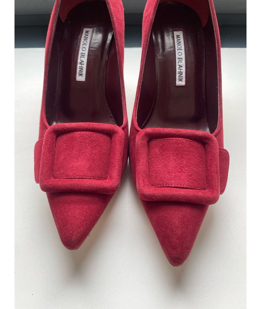 MANOLO BLAHNIK Бордовые замшевые туфли, фото 4
