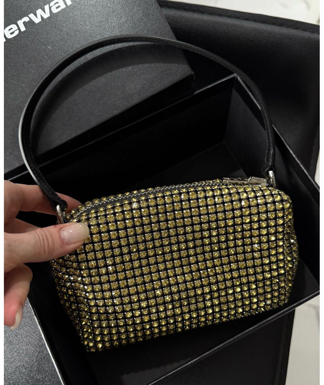 ALEXANDER WANG Золотая кожаная сумка с короткими ручками, фото 3