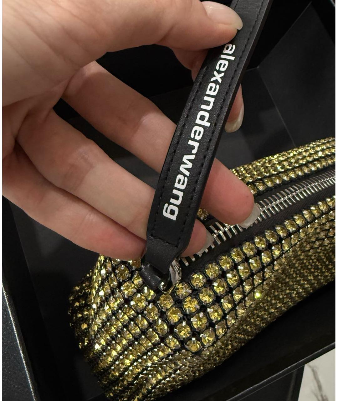 ALEXANDER WANG Золотая кожаная сумка с короткими ручками, фото 5