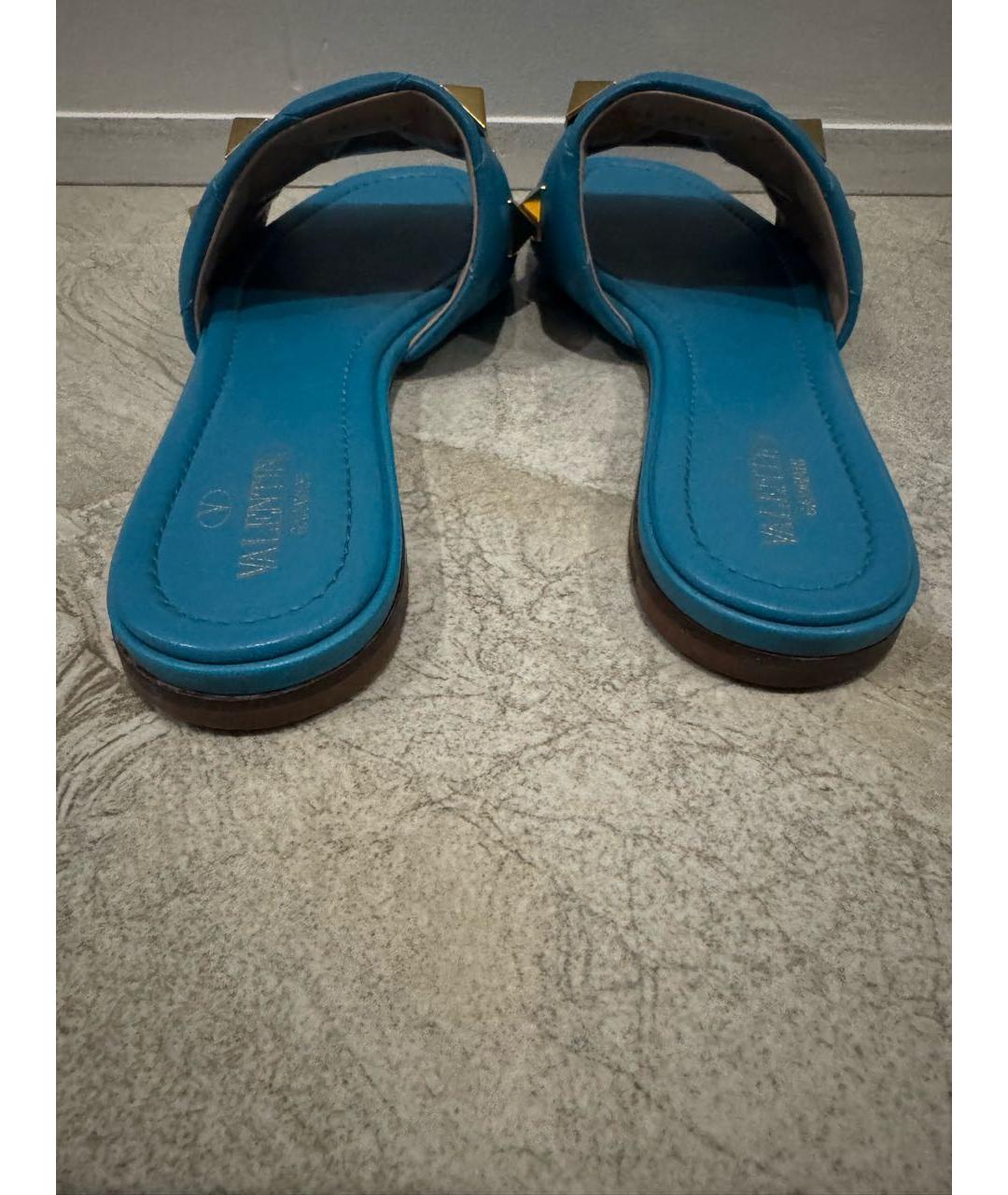 VALENTINO Бирюзовые кожаные мюли, фото 4