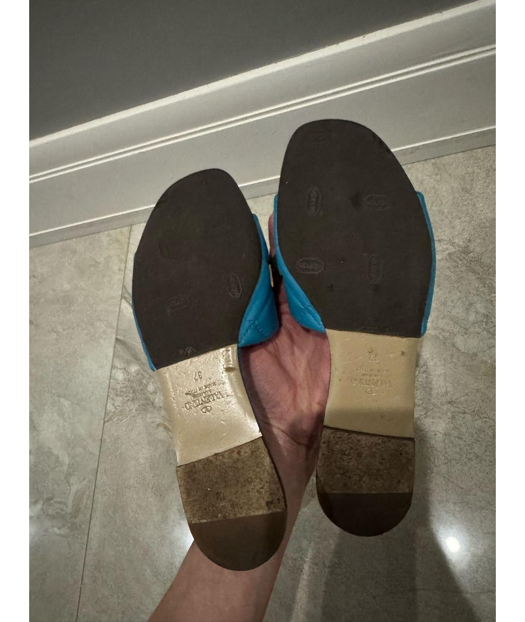 VALENTINO Бирюзовые кожаные мюли, фото 5