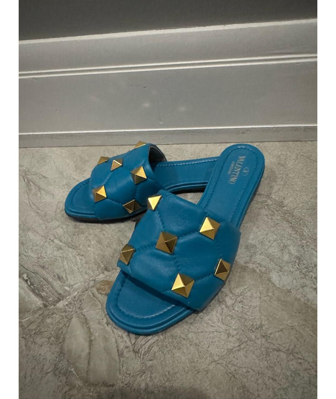 VALENTINO Бирюзовые кожаные мюли, фото 6