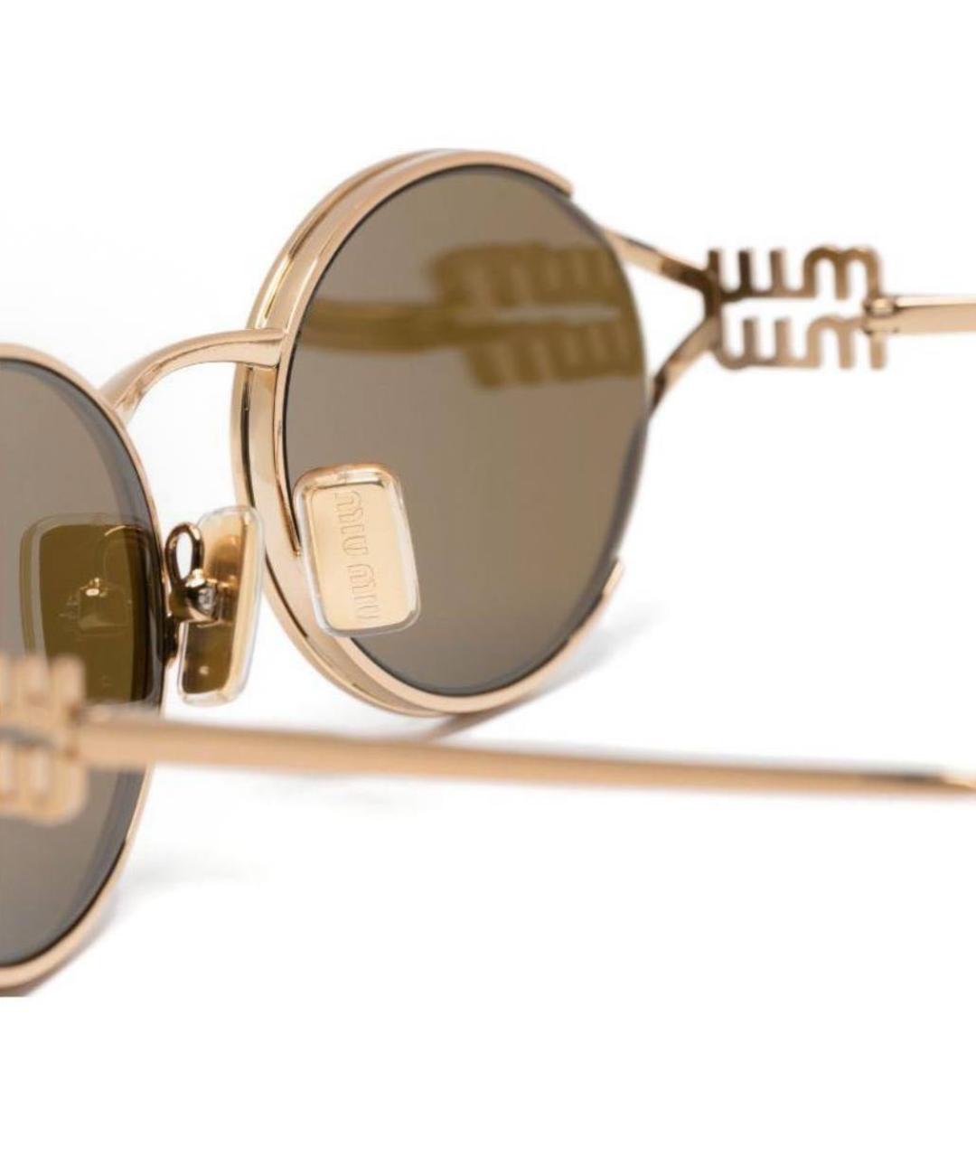 MIU MIU Коричневые металлические солнцезащитные очки, фото 3