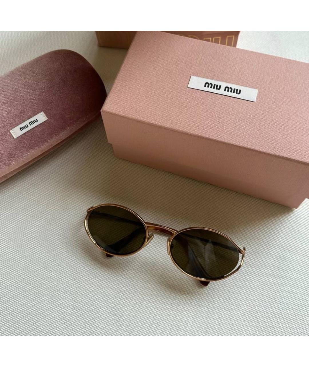 MIU MIU Коричневые металлические солнцезащитные очки, фото 4
