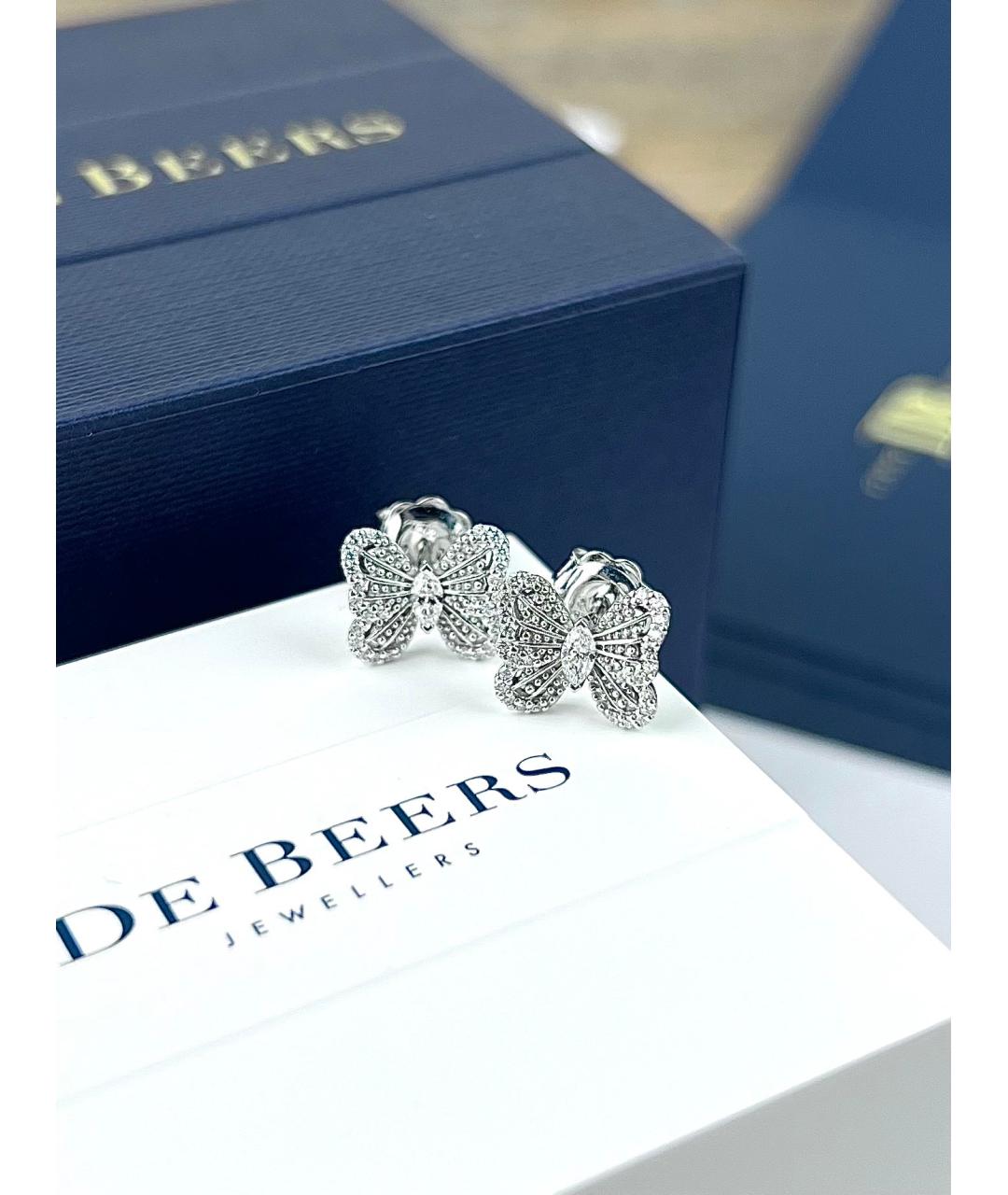 DE BEERS Серебряные серьги из белого золота, фото 2