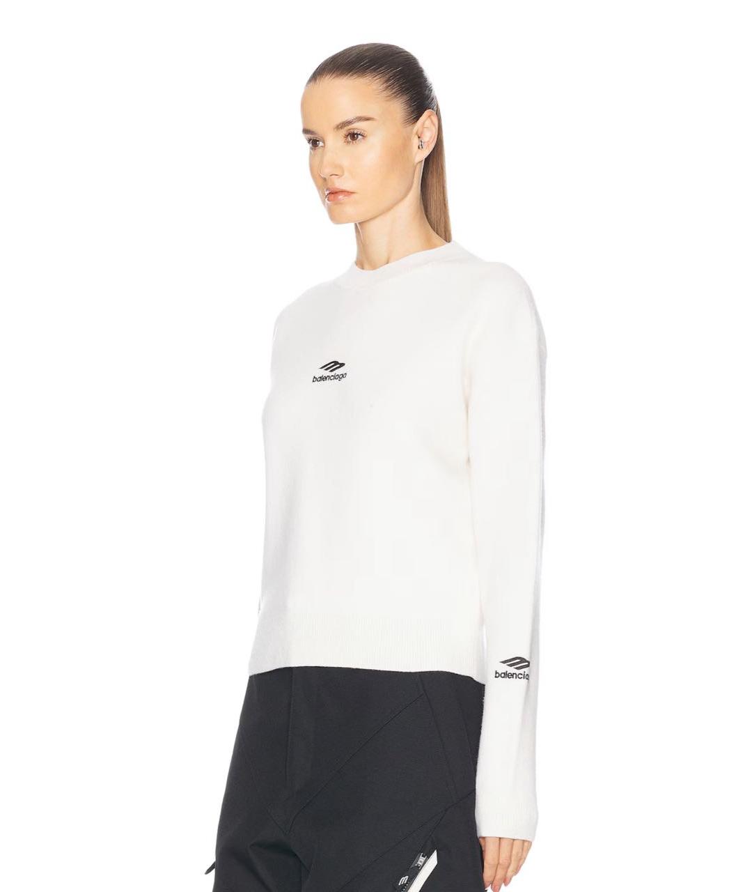 BALENCIAGA Белый шерстяной джемпер / свитер, фото 3