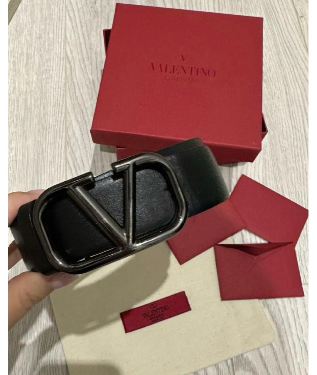 VALENTINO Черный кожаный ремень, фото 5