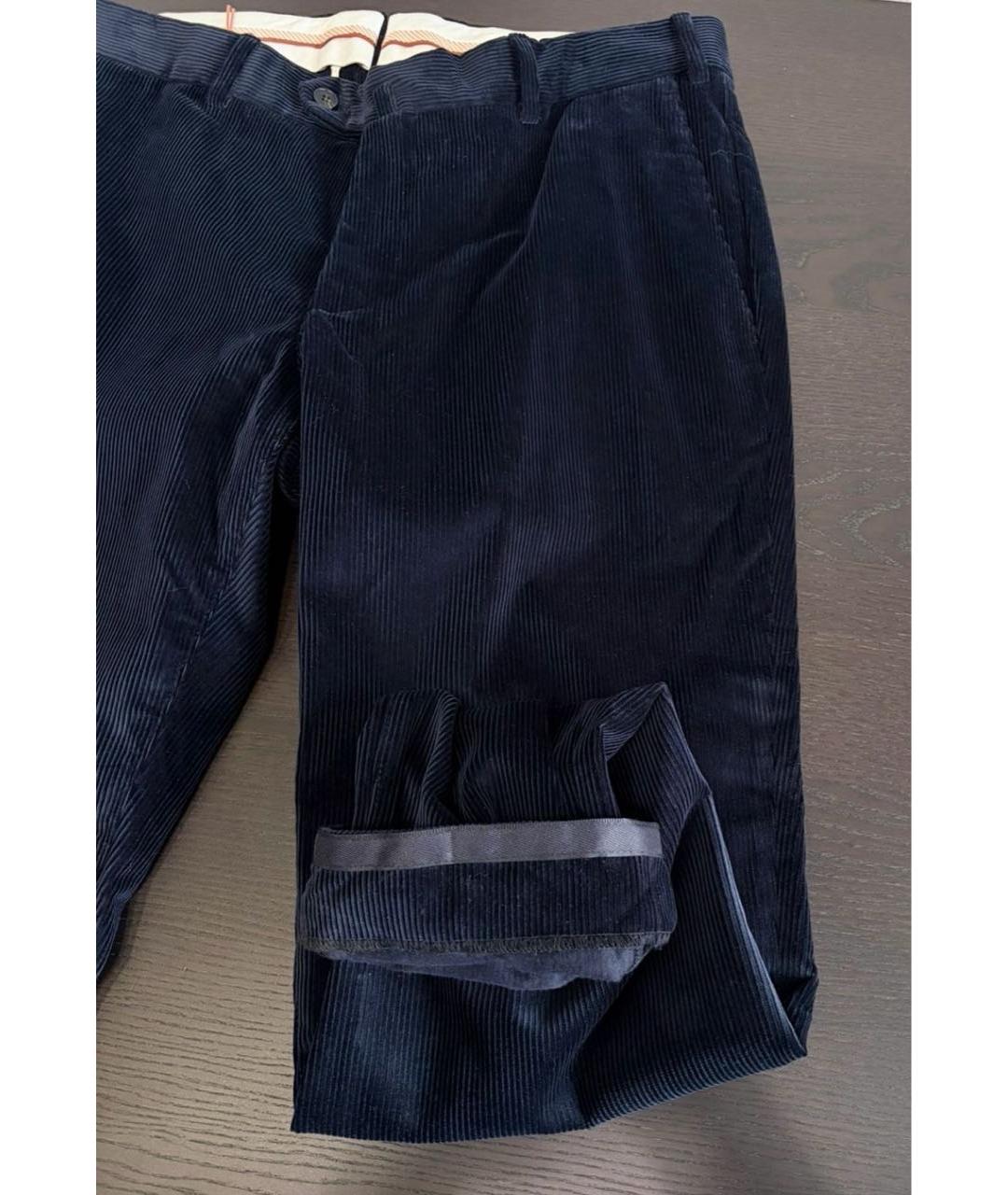 LORO PIANA Темно-синие хлопковые повседневные брюки, фото 8