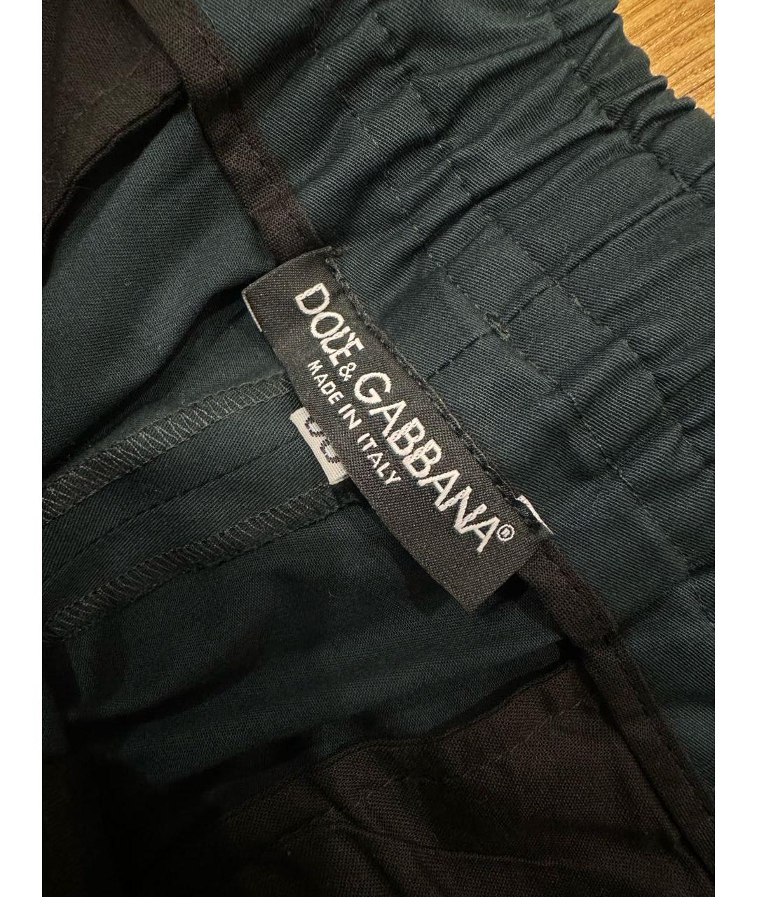 DOLCE&GABBANA Зеленые хлопковые повседневные брюки, фото 5