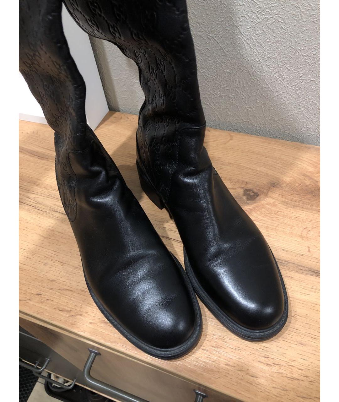 GUCCI Черные кожаные сапоги, фото 2