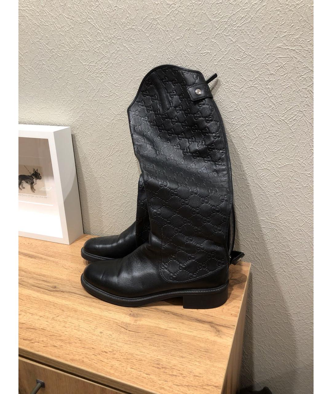 GUCCI Черные кожаные сапоги, фото 8