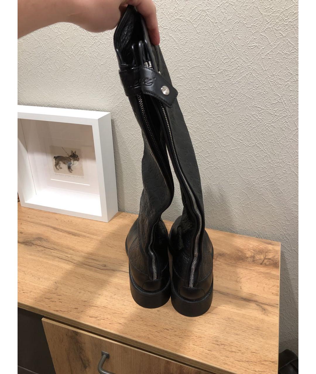 GUCCI Черные кожаные сапоги, фото 4