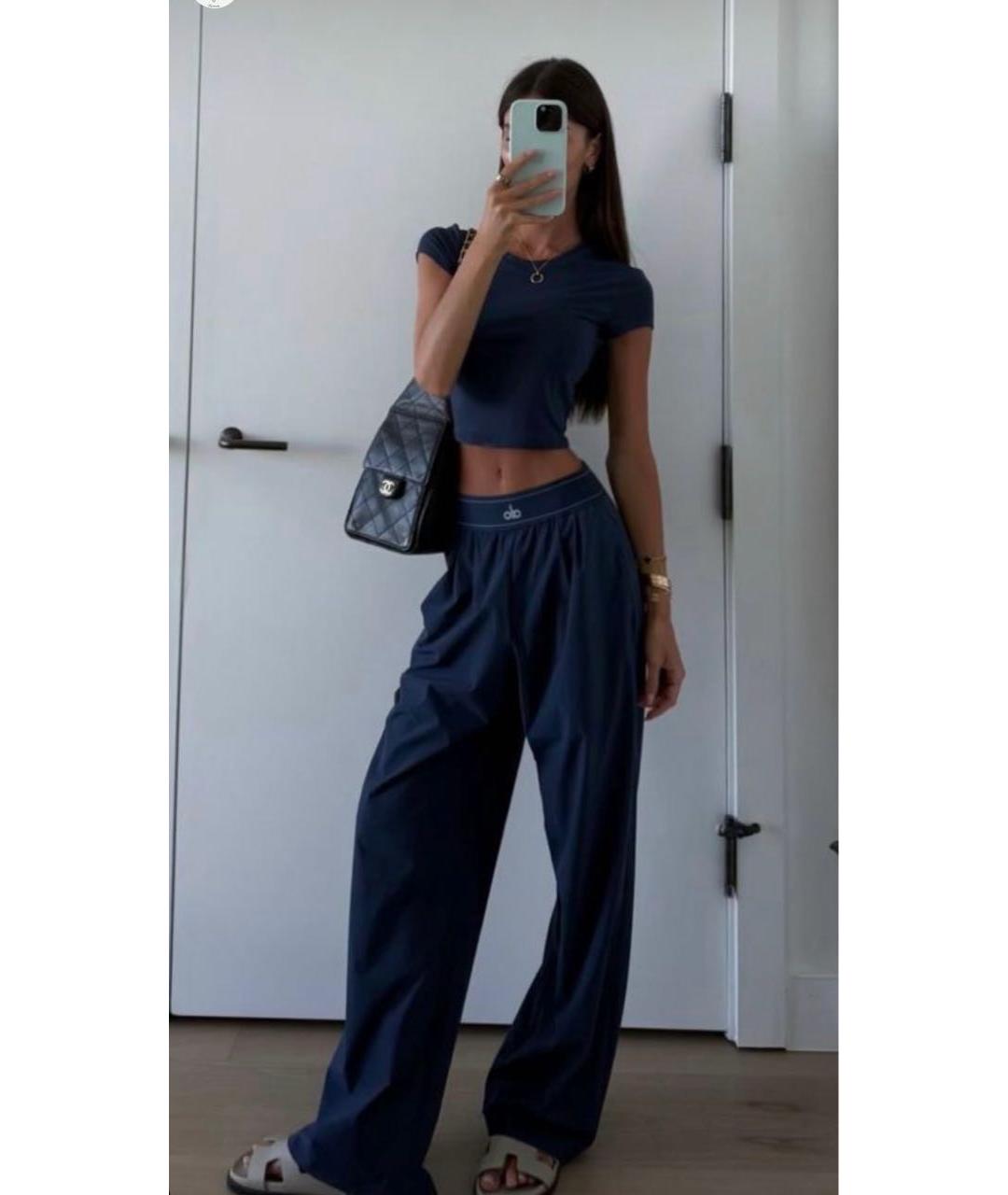 ALO YOGA Темно-синие брюки широкие, фото 3