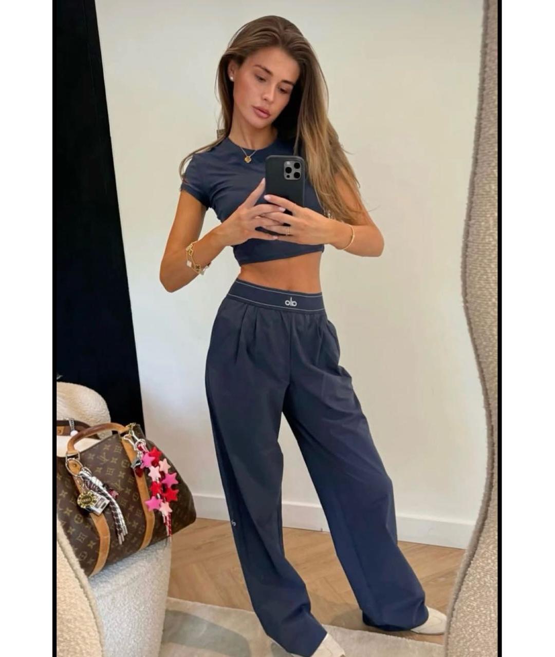 ALO YOGA Темно-синие брюки широкие, фото 2