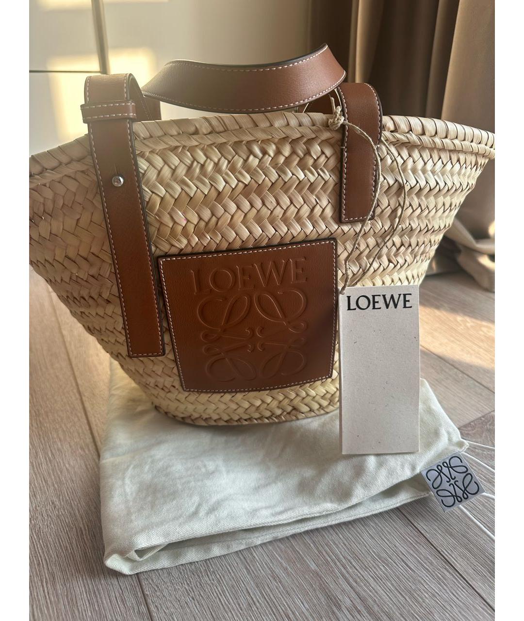 LOEWE Коричневая пелетеная пляжная сумка, фото 7