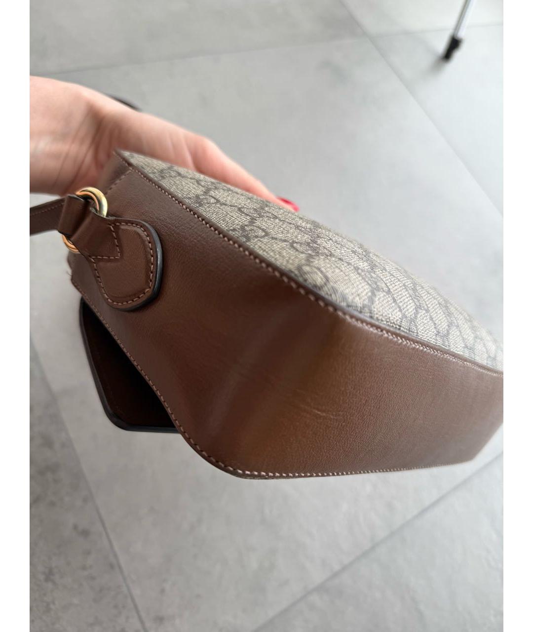 GUCCI Коричневая кожаная сумка через плечо, фото 5