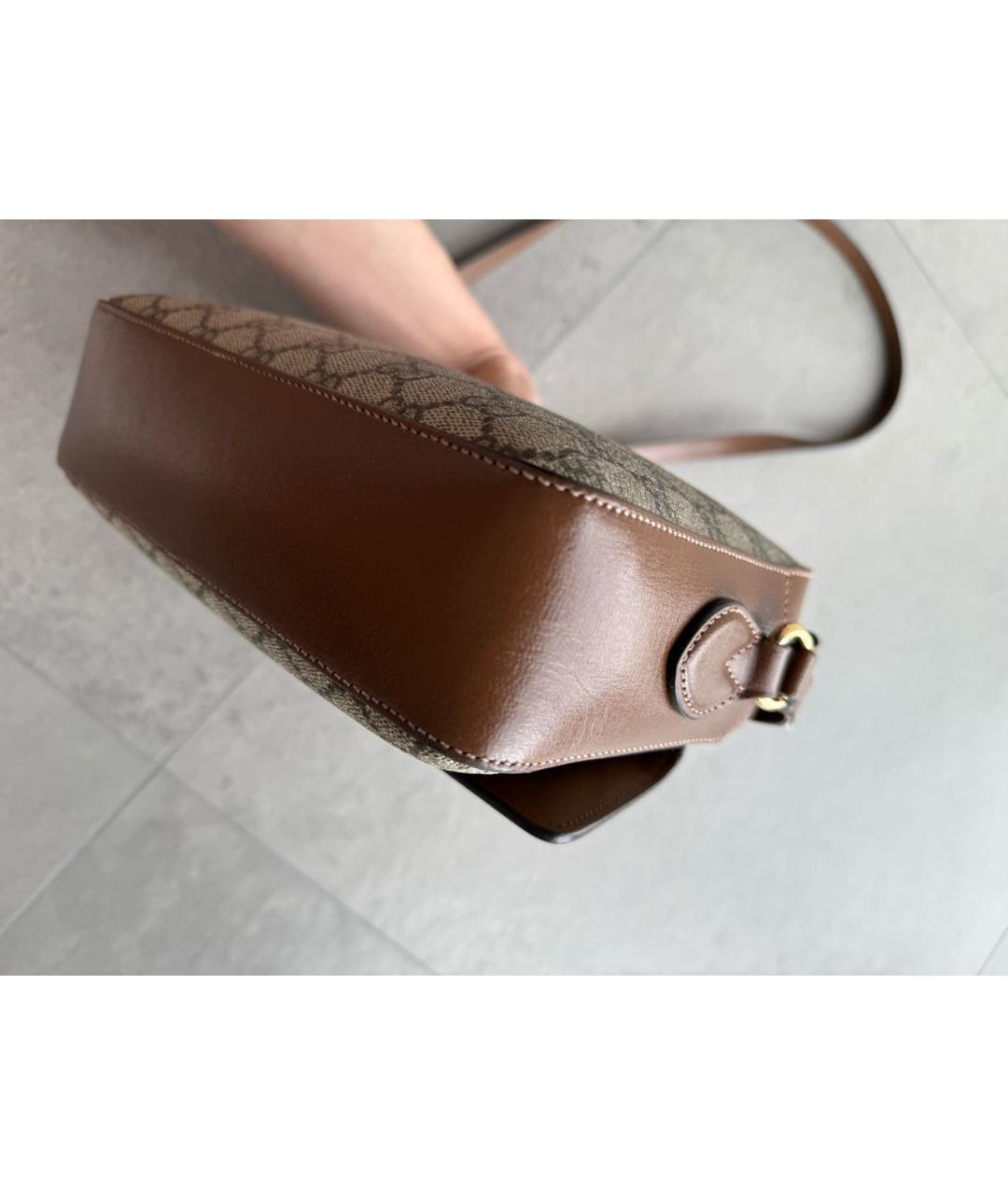 GUCCI Коричневая кожаная сумка через плечо, фото 4