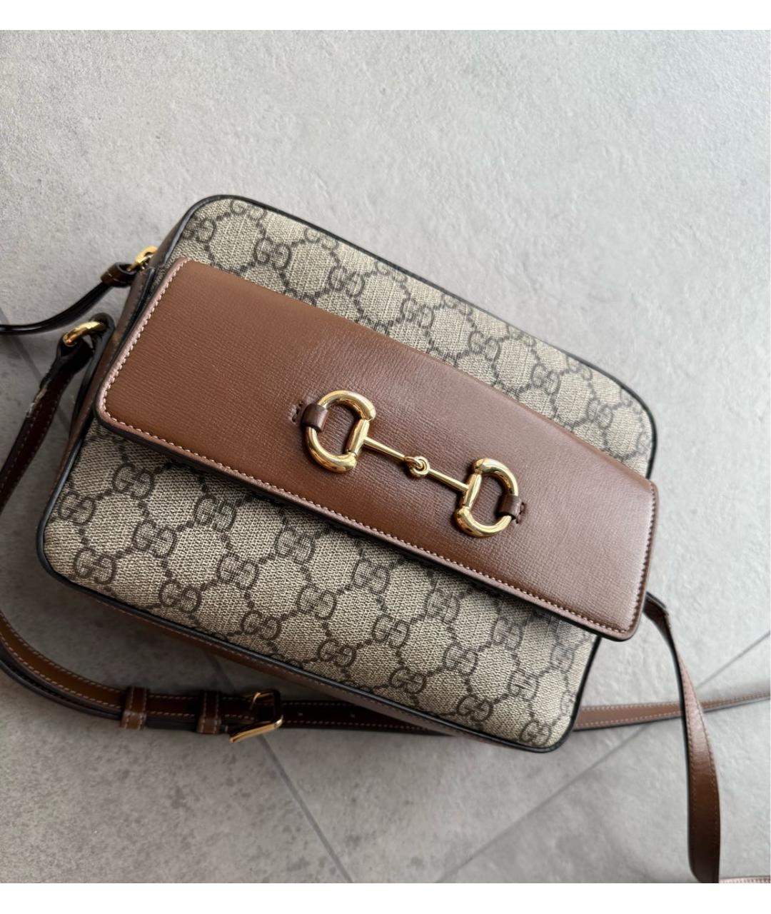 GUCCI Коричневая кожаная сумка через плечо, фото 2