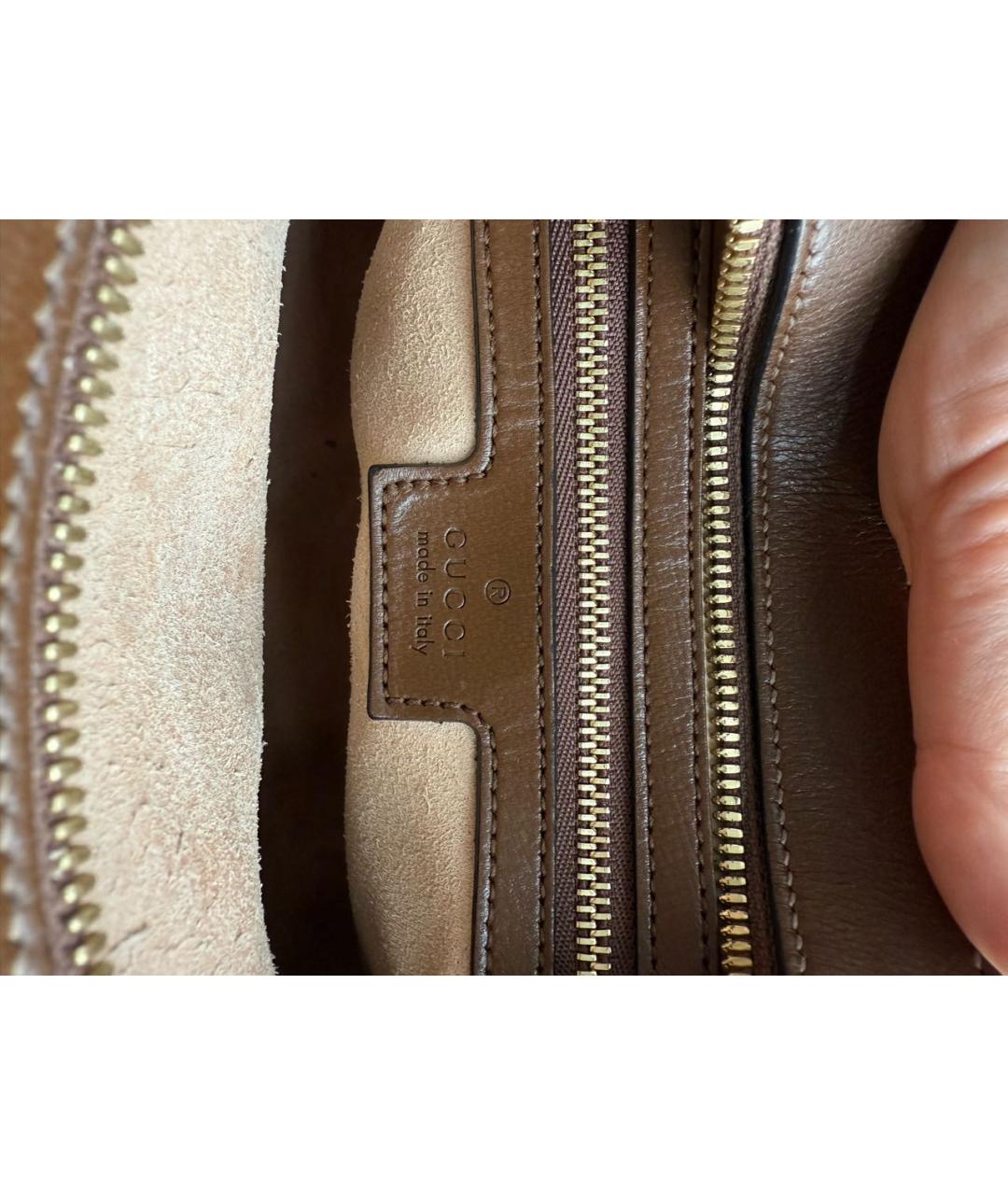 GUCCI Коричневая кожаная сумка через плечо, фото 6