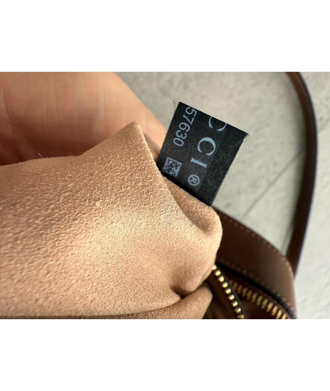 GUCCI Коричневая кожаная сумка через плечо, фото 7