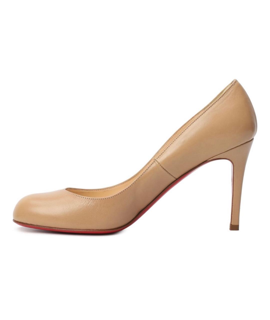 CHRISTIAN LOUBOUTIN Бежевые кожаные туфли, фото 6
