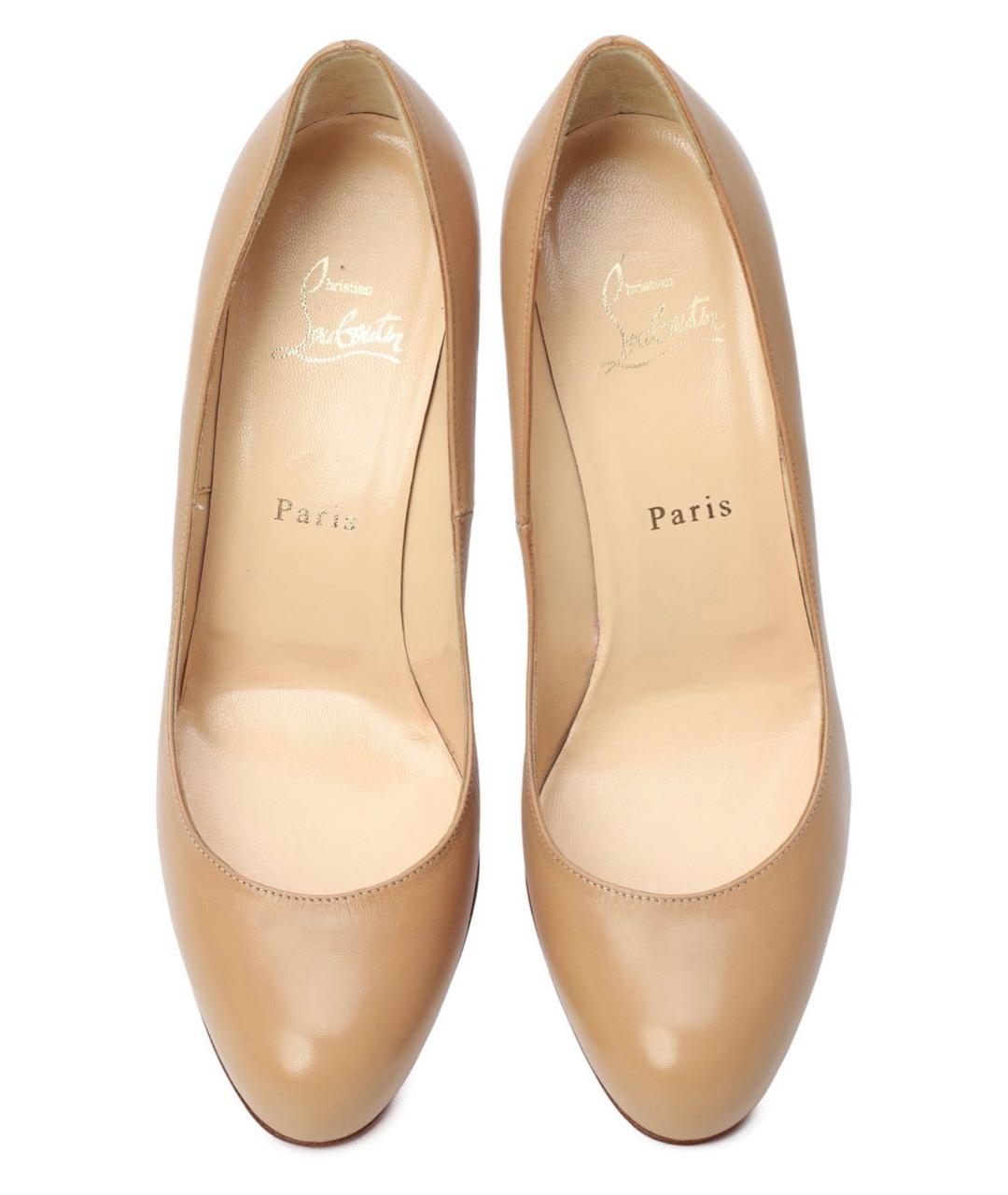 CHRISTIAN LOUBOUTIN Бежевые кожаные туфли, фото 3