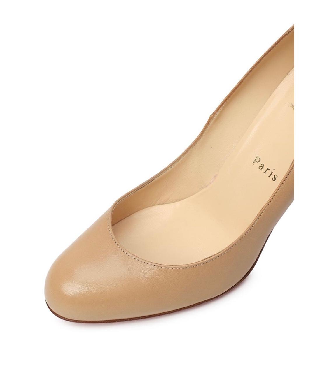 CHRISTIAN LOUBOUTIN Бежевые кожаные туфли, фото 5