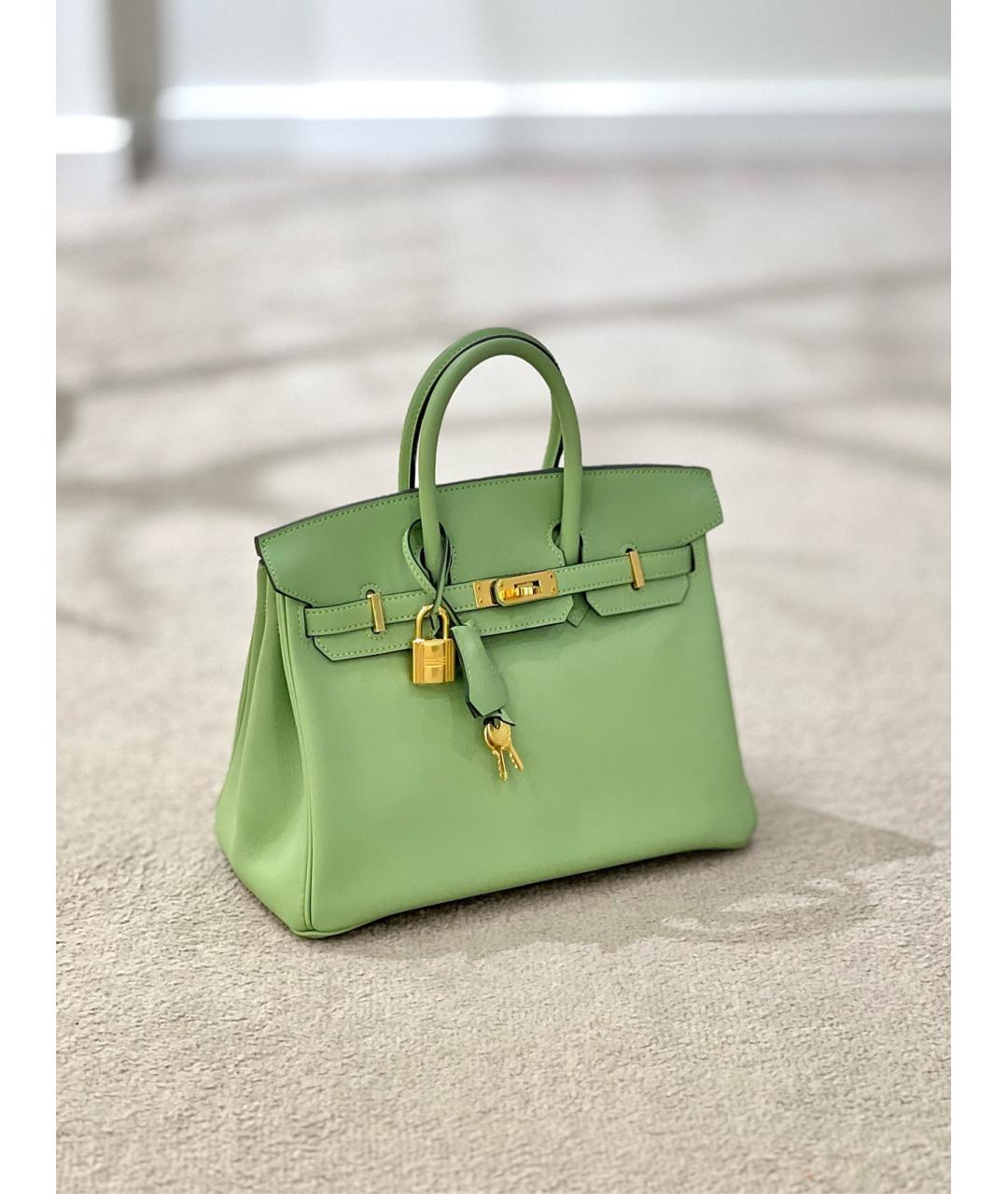 HERMES Зеленая кожаная сумка тоут, фото 2