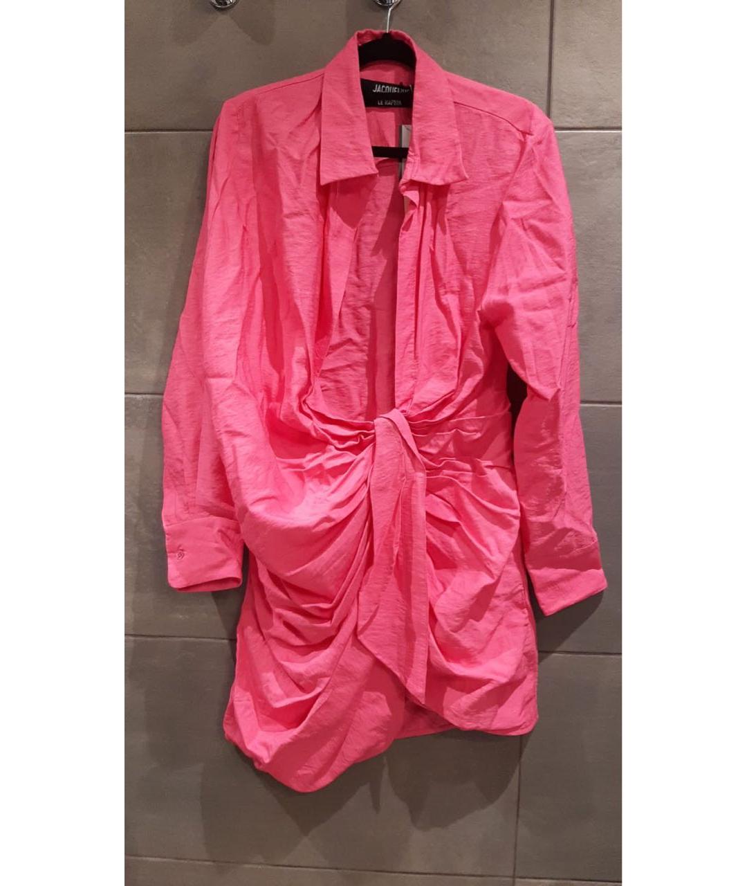 JACQUEMUS Фуксия хлопковое повседневное платье, фото 2