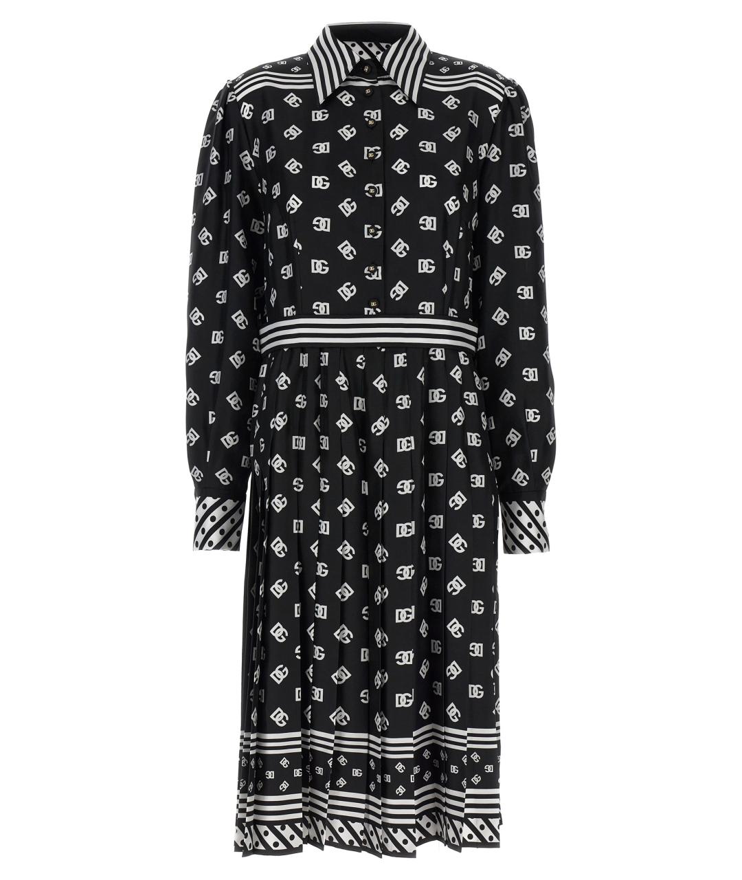 DOLCE&GABBANA Черное шелковое повседневное платье, фото 1