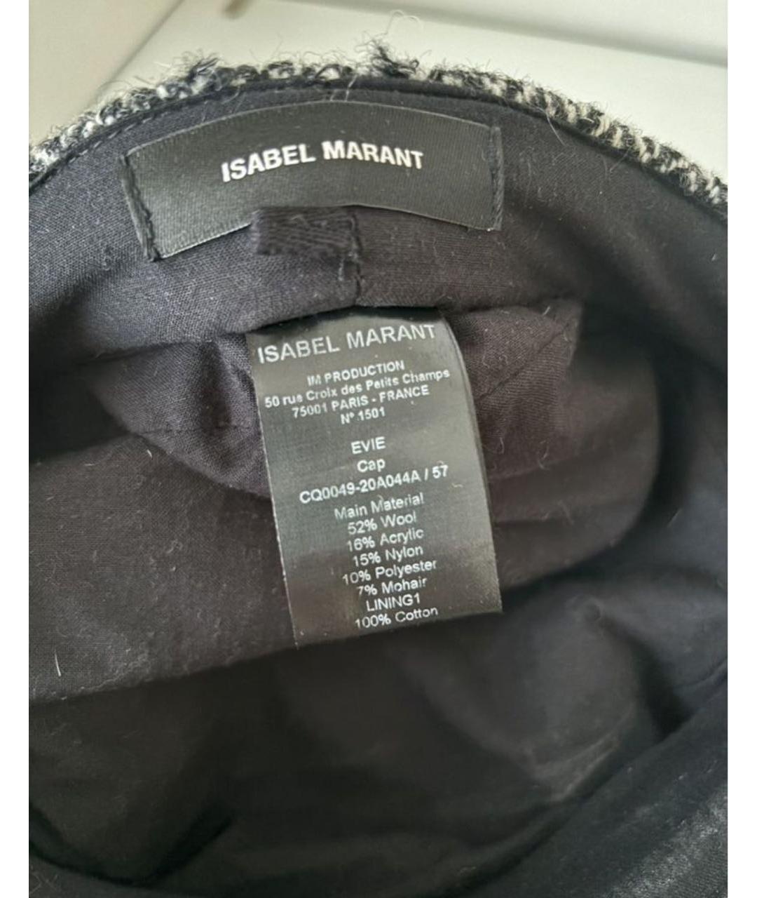 ISABEL MARANT Черная шерстяная кепка, фото 5