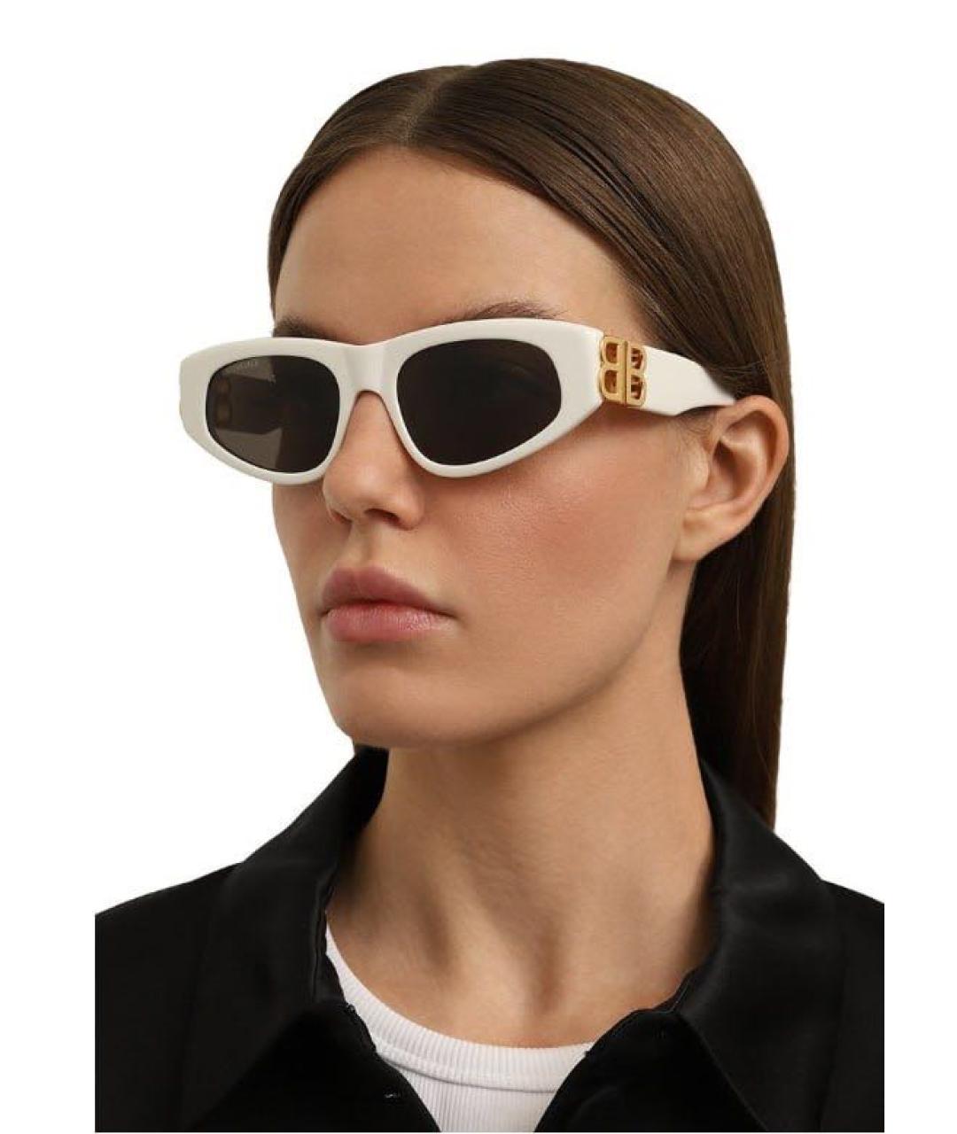 BALENCIAGA Белые пластиковые солнцезащитные очки, фото 8