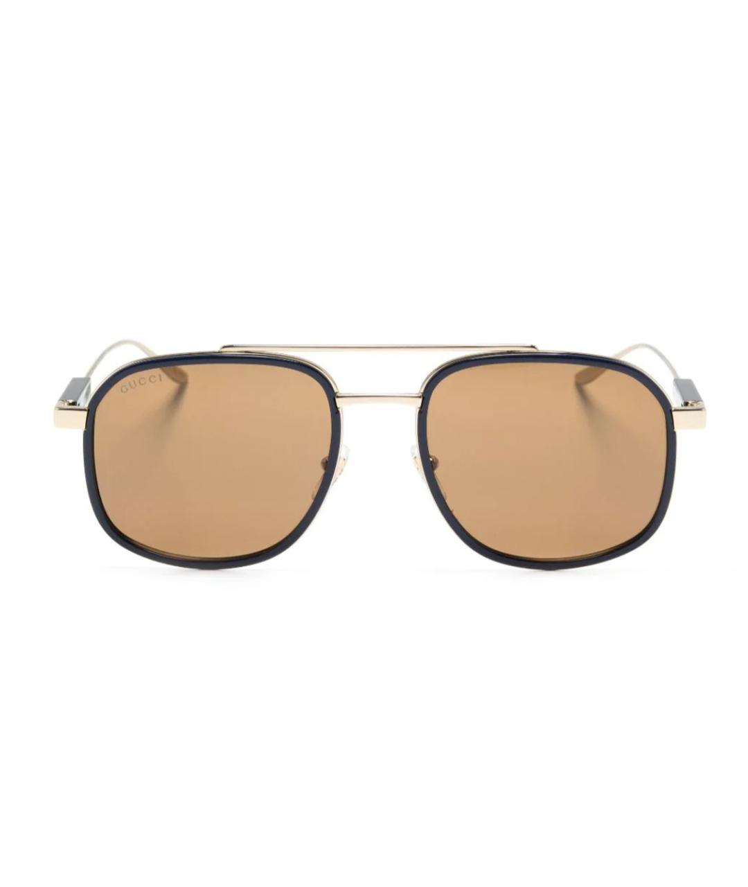 GUCCI Золотые металлические солнцезащитные очки, фото 2