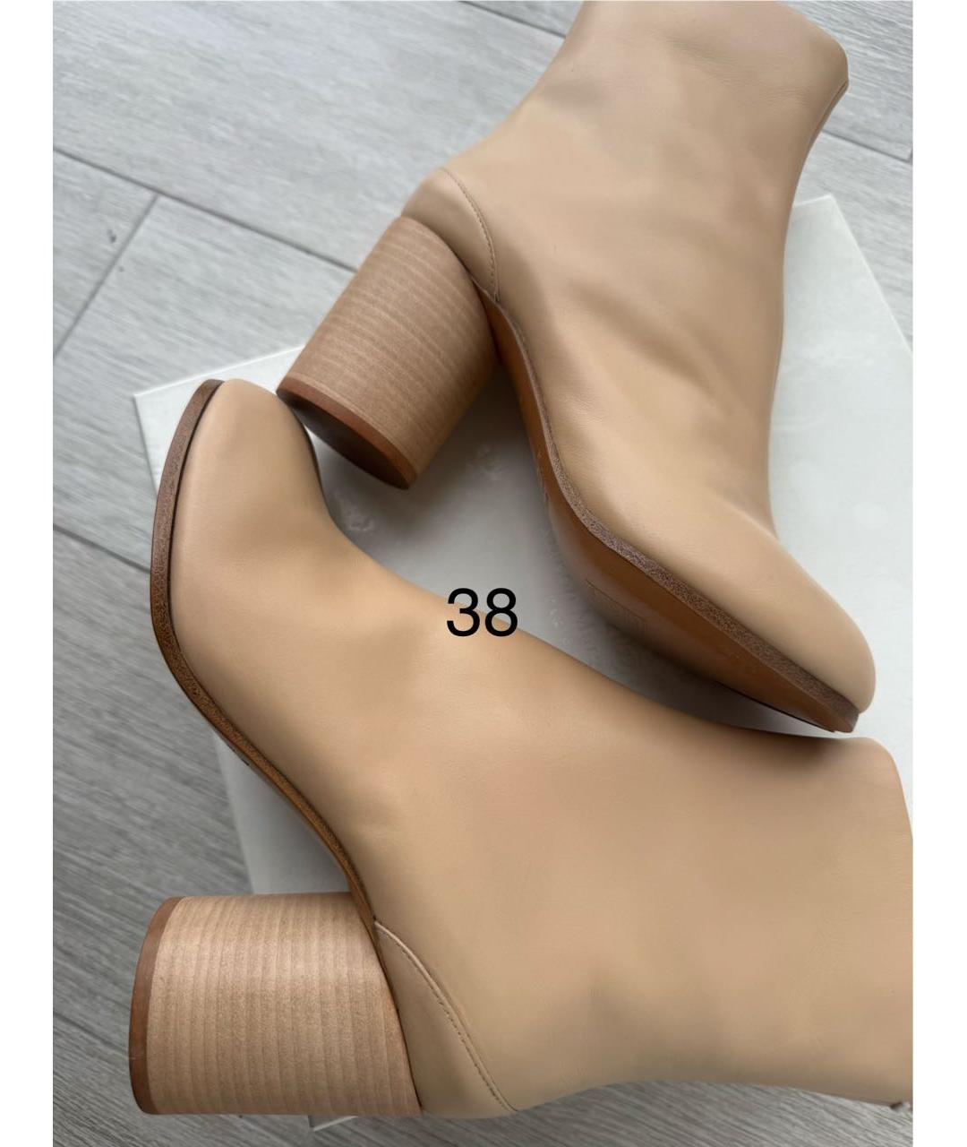 MAISON MARGIELA Бежевые кожаные ботильоны, фото 7