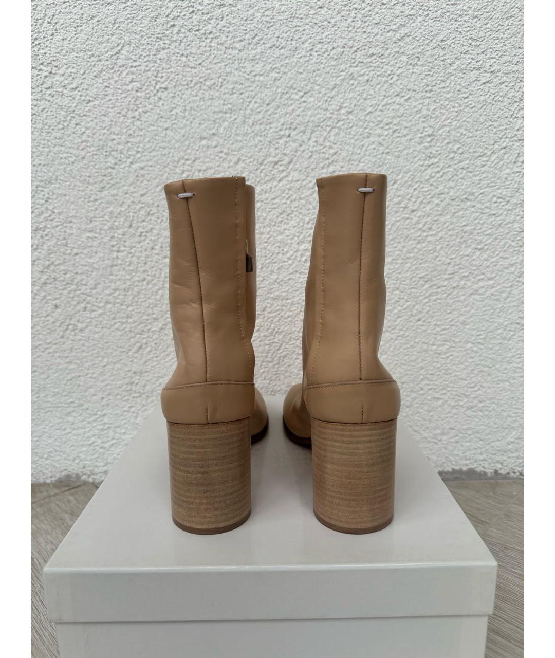 MAISON MARGIELA Бежевые кожаные ботильоны, фото 5