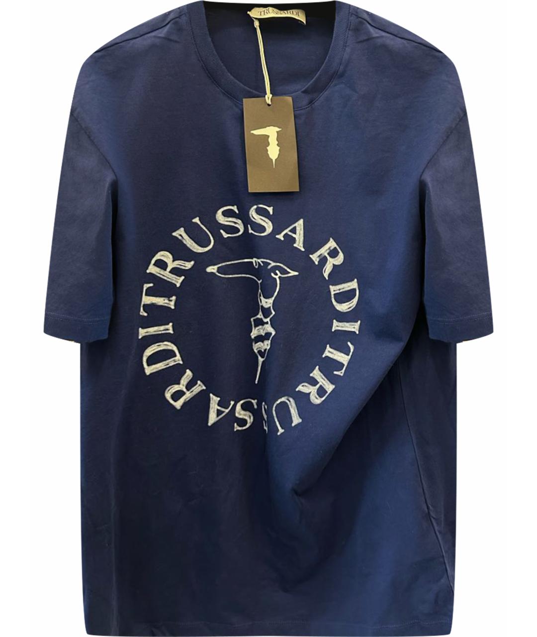 TRUSSARDI Синяя хлопковая футболка, фото 1