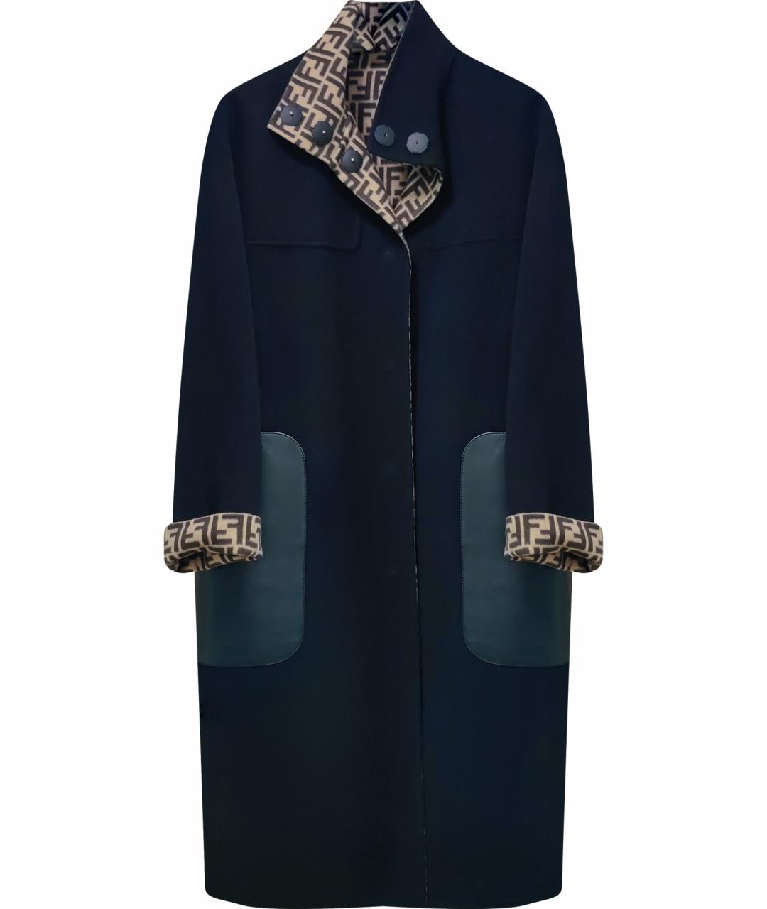 FENDI Черное шерстяное пальто, фото 1