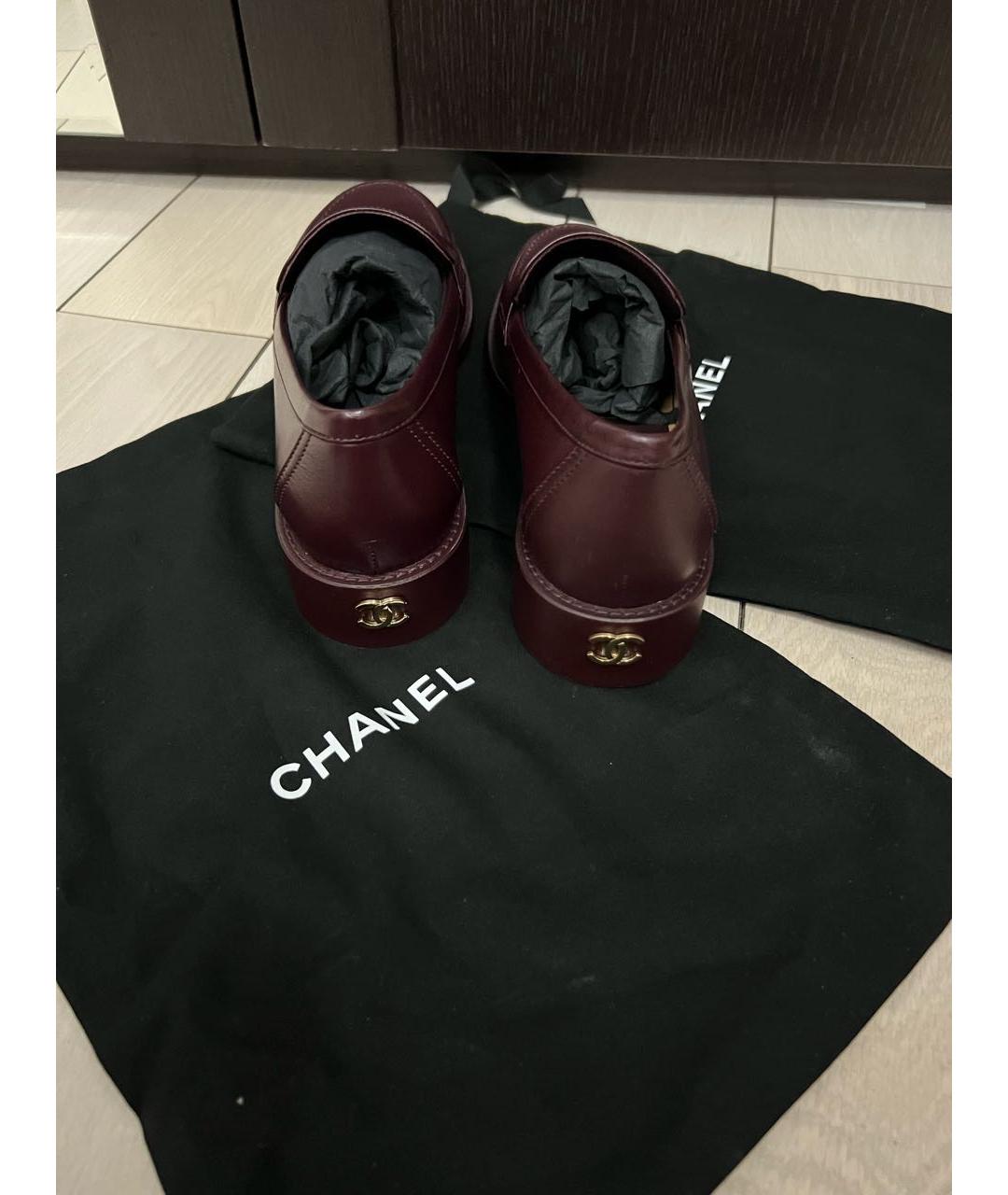 CHANEL Бордовые кожаные лоферы, фото 3