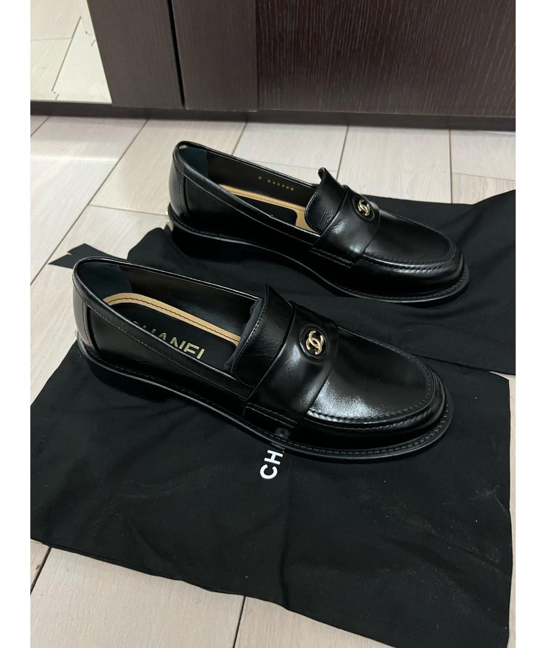 CHANEL Черные кожаные лоферы, фото 5