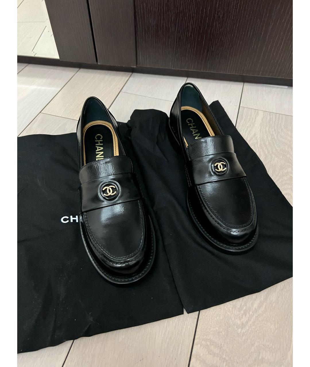 CHANEL Черные кожаные лоферы, фото 2