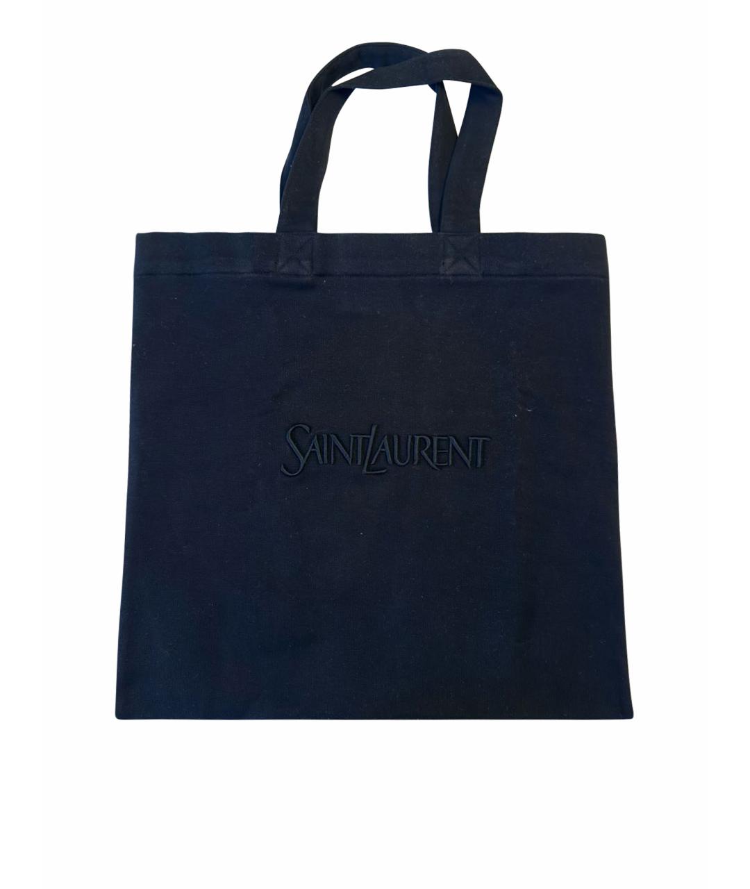 SAINT LAURENT Черная хлопковая сумка тоут, фото 1