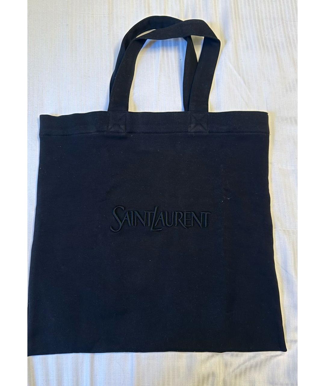 SAINT LAURENT Черная хлопковая сумка тоут, фото 4