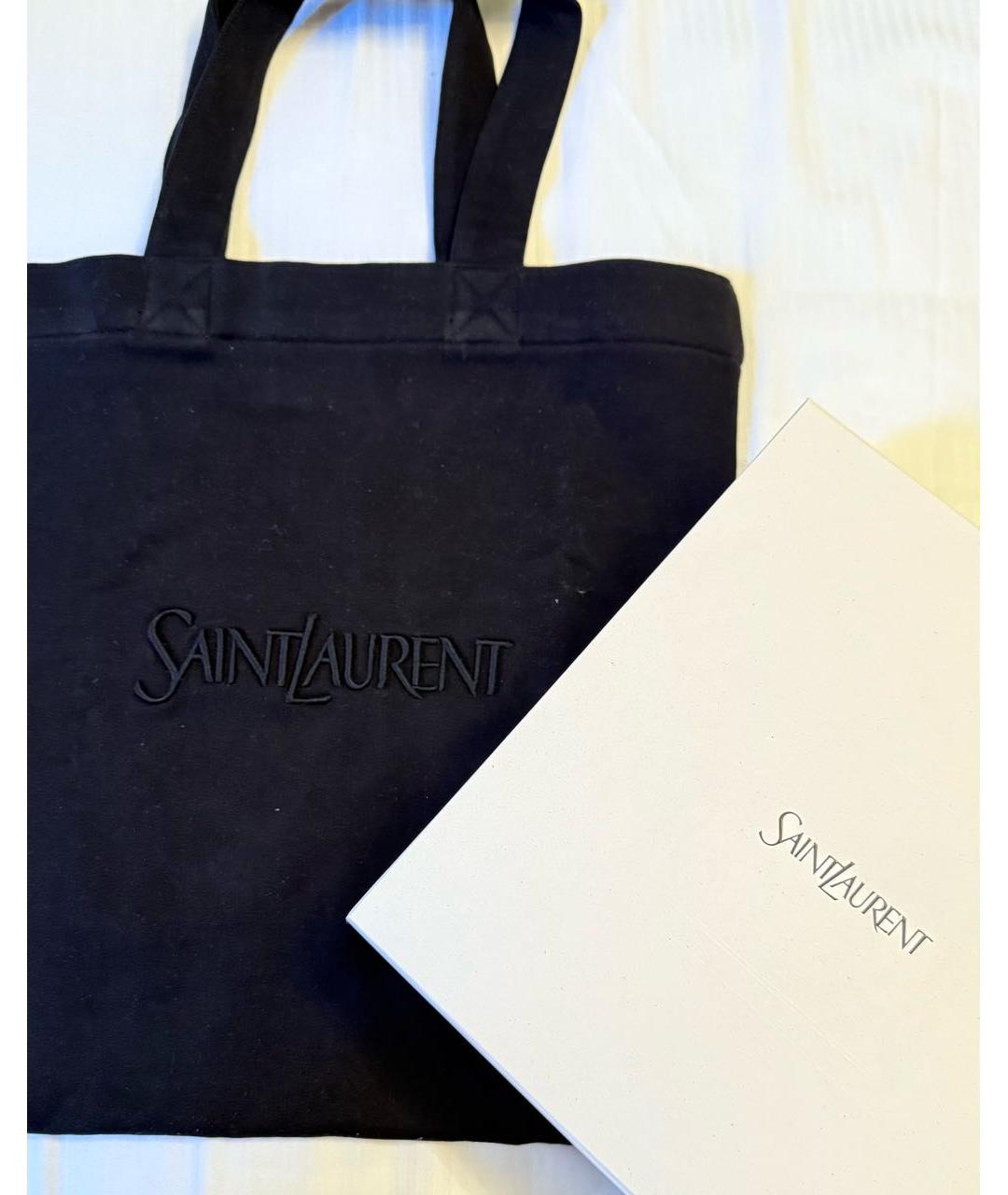SAINT LAURENT Черная хлопковая сумка тоут, фото 3