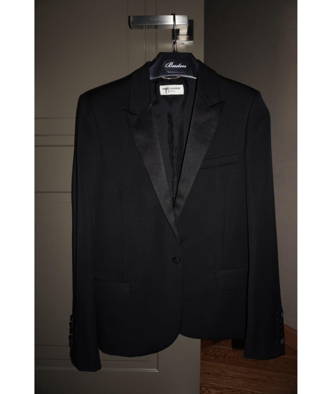 SAINT LAURENT Черный шелковый жакет/пиджак, фото 8