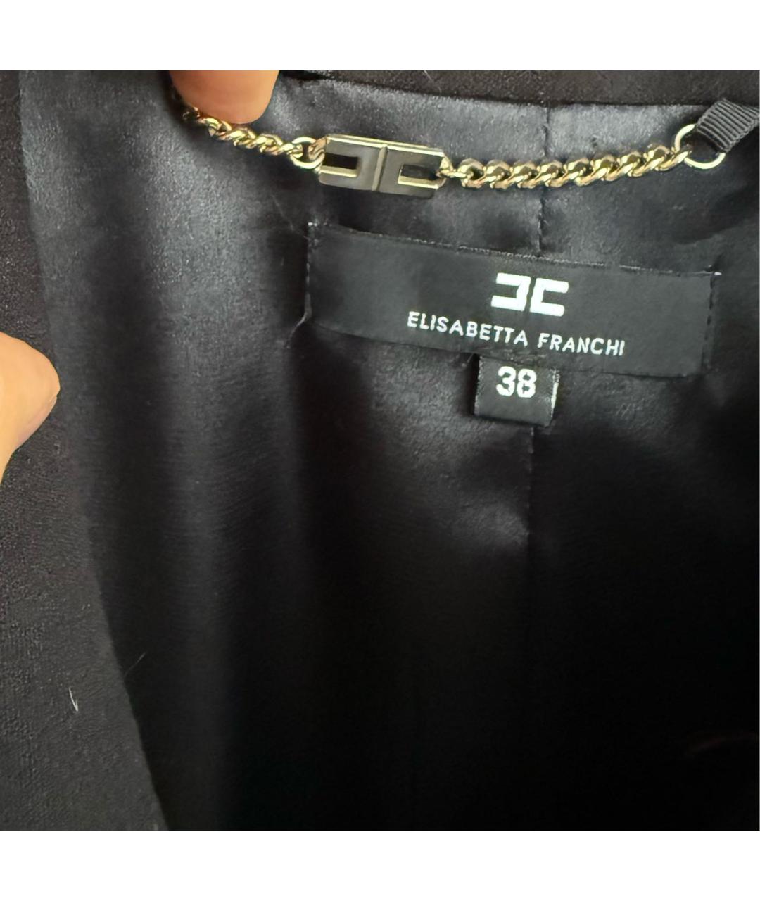 ELISABETTA FRANCHI Черное вискозное пальто, фото 3