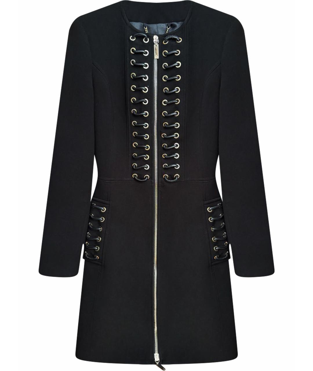 ELISABETTA FRANCHI Черное вискозное пальто, фото 1