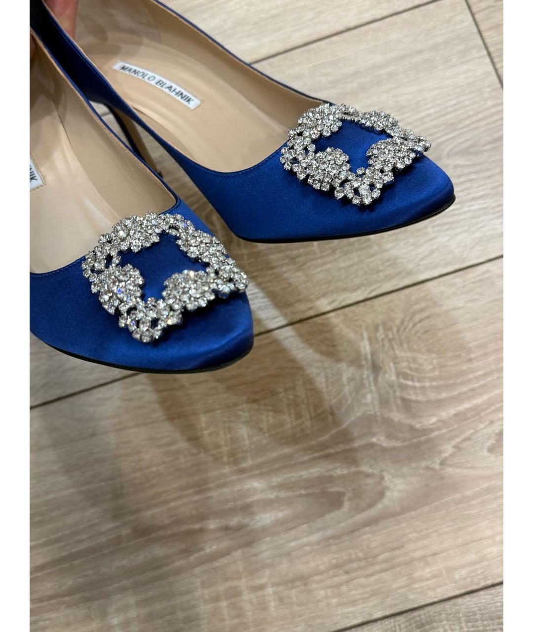 MANOLO BLAHNIK Синие текстильные туфли, фото 2
