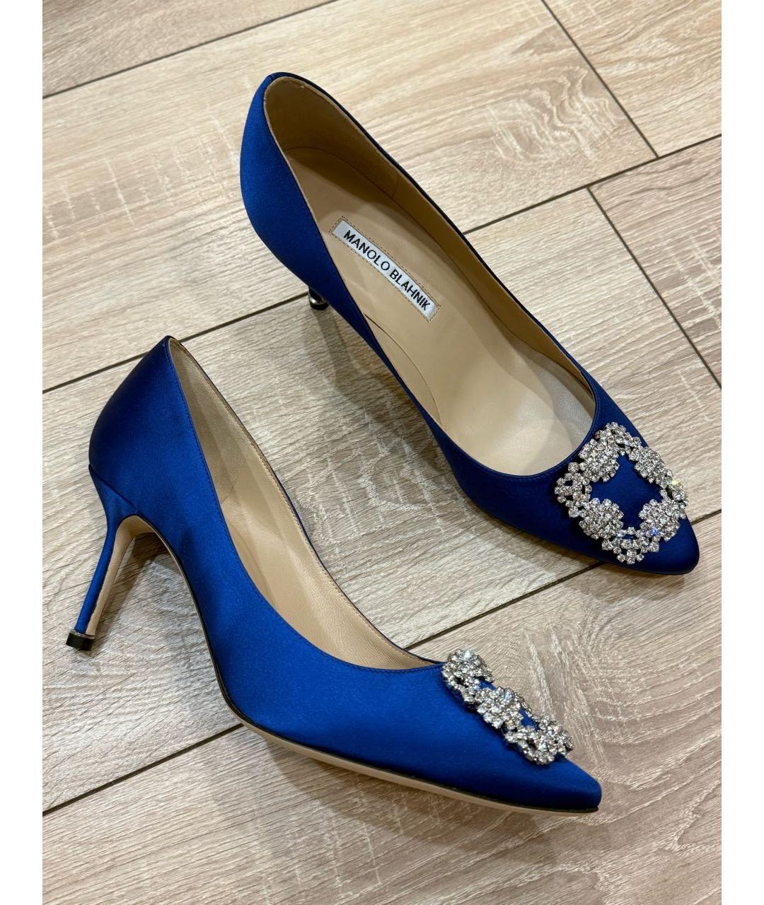 MANOLO BLAHNIK Синие текстильные туфли, фото 7