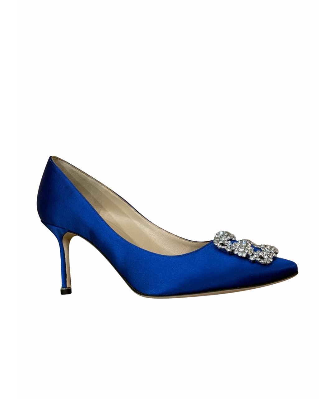 MANOLO BLAHNIK Синие текстильные туфли, фото 8