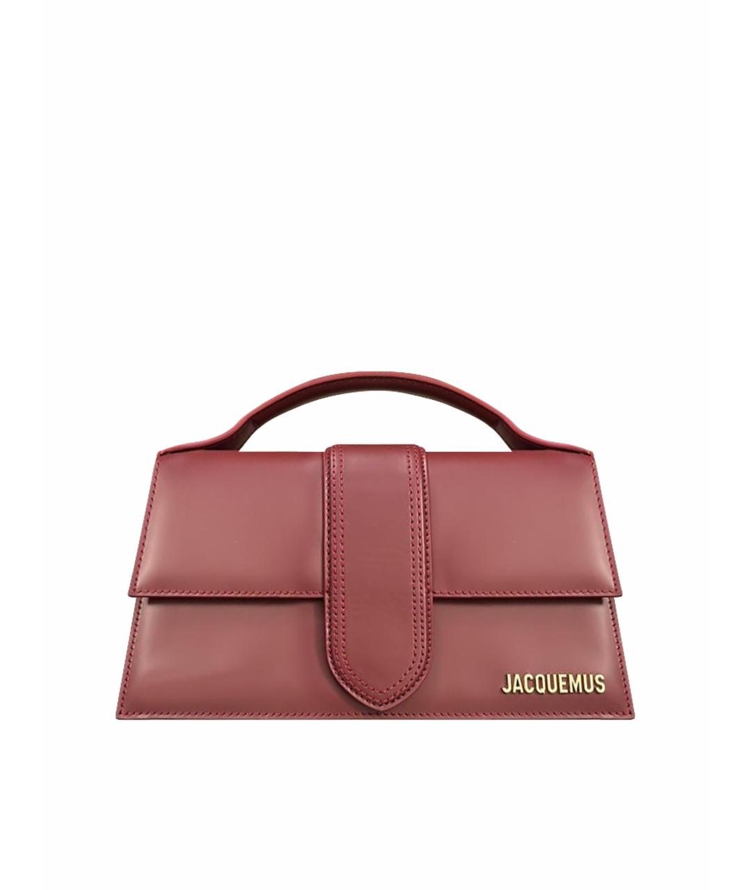 JACQUEMUS Бордовая кожаная сумка с короткими ручками, фото 1